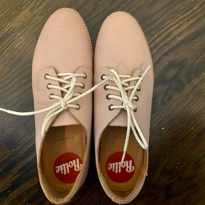 Rollie Snow Pink Leather Derby Loafers Size 38